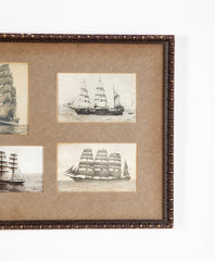 A Framed Group of Late 19th Century Photographs of Various Sailing Ships