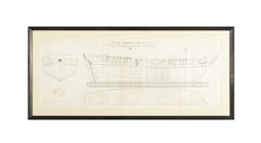 Original Early 19th Century Ship Plan for 18 Gun Navy Brig of War