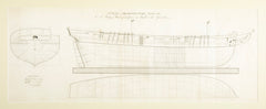 Original Early 19th Century Ship Plan for 18 Gun Navy Brig of War