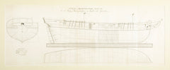 Original Early 19th Century Ship Plan for 18 Gun Navy Brig of War