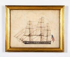 19th Century Black & White Sketch of US Navy Ship from Sally & William Gemmill Marine Collection