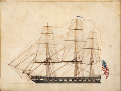 19th Century Black & White Sketch of US Navy Ship from Sally & William Gemmill Marine Collection