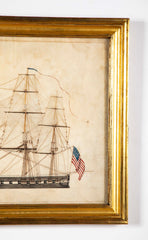 19th Century Black & White Sketch of US Navy Ship from Sally & William Gemmill Marine Collection