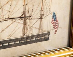 19th Century Black & White Sketch of US Navy Ship from Sally & William Gemmill Marine Collection