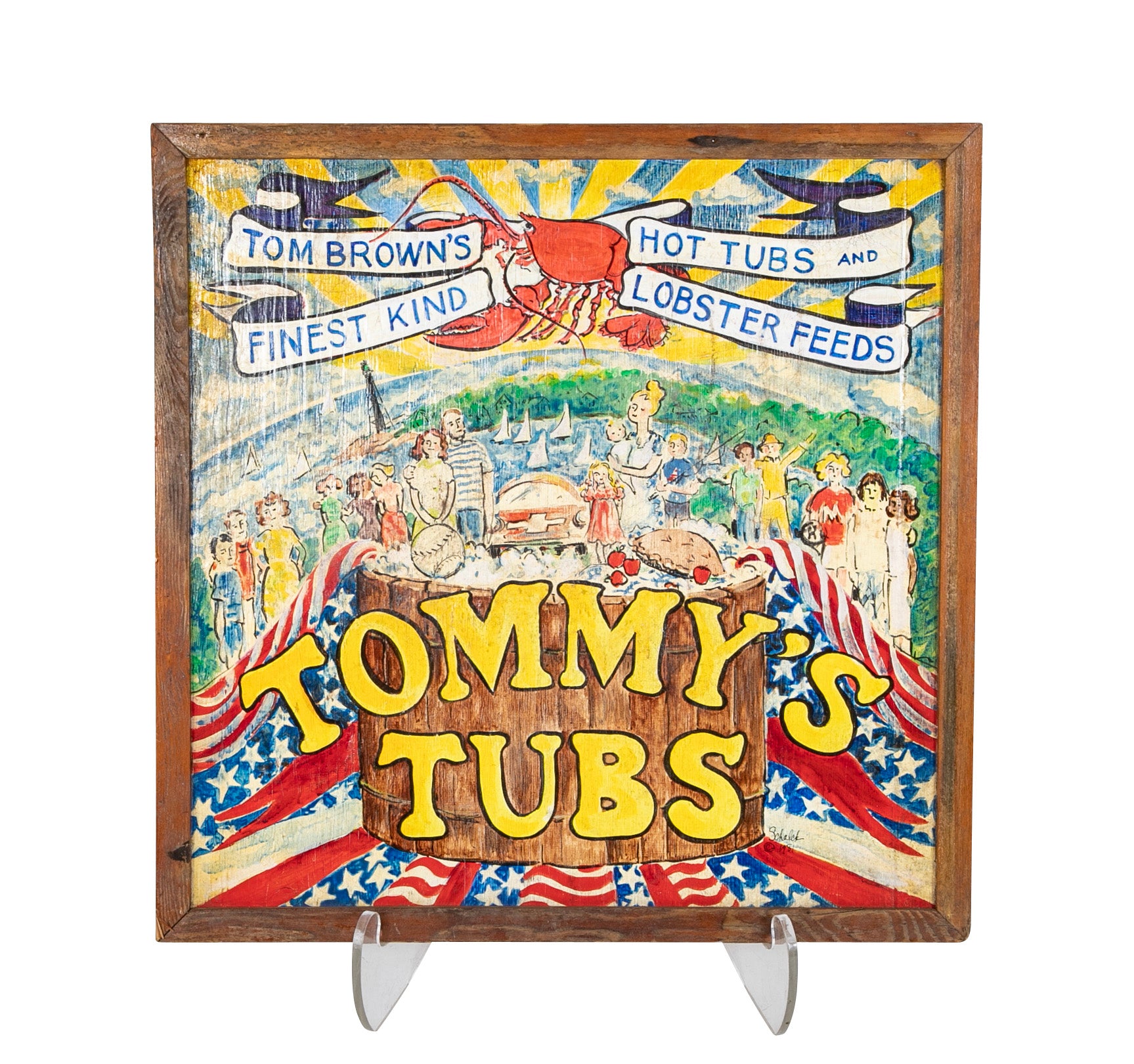 American 20th Century Double Sided Oil on Board for "Tommy's Tubs