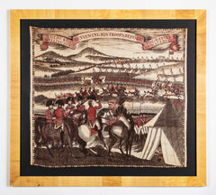 "The Duke of Wellington Reviewing the Troops Before the Battle of Waterloo" Rare Early 19th Century Printed Cotton