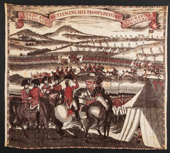 "The Duke of Wellington Reviewing the Troops Before the Battle of Waterloo" Rare Early 19th Century Printed Cotton