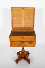 Unusual Mid 19th Century Campaign Desk on Tripod Base