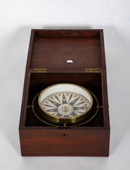 19th Century Boxed Ship's Compass Marked "J. & A. Molteni Paris"