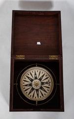 19th Century Boxed Ship's Compass Marked "J. & A. Molteni Paris"