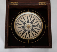 19th Century Boxed Ship's Compass Marked "J. & A. Molteni Paris"