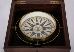 19th Century Boxed Ship's Compass Marked "J. & A. Molteni Paris"