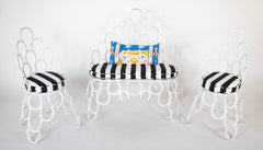 Three Piece Set of Garden Furniture Made from Old Horseshoes
