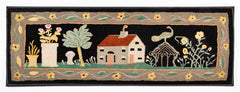 Late 19th Century American Hooked Rug with House, Tree, Gazebo, Peacock on Roof and Various Floral Elements