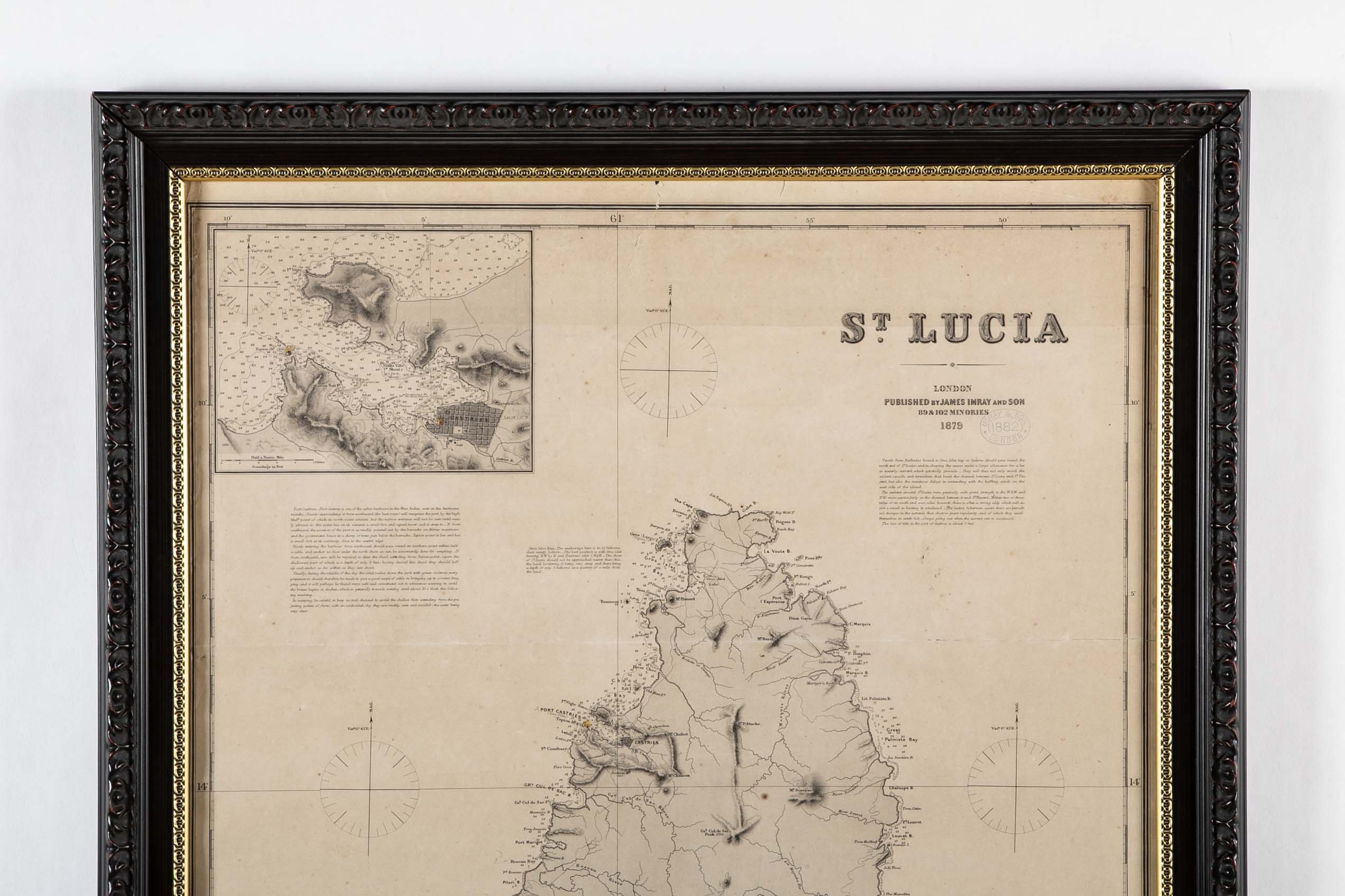 Original Chart of St. Lucia, Windward Islands, Published by James Imray & Son