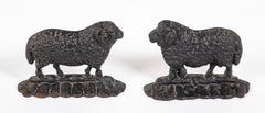 Near Pair of 19th Century English Cast Iron Sheep Form Door Stops