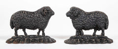 Near Pair of 19th Century English Cast Iron Sheep Form Door Stops
