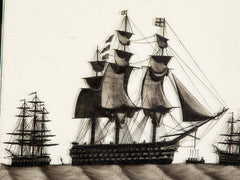 Pair of 19th Century British Eglomise Portraits of 2 Royal Navy Ships : HMS Foudroyant & HMS Royal Albert