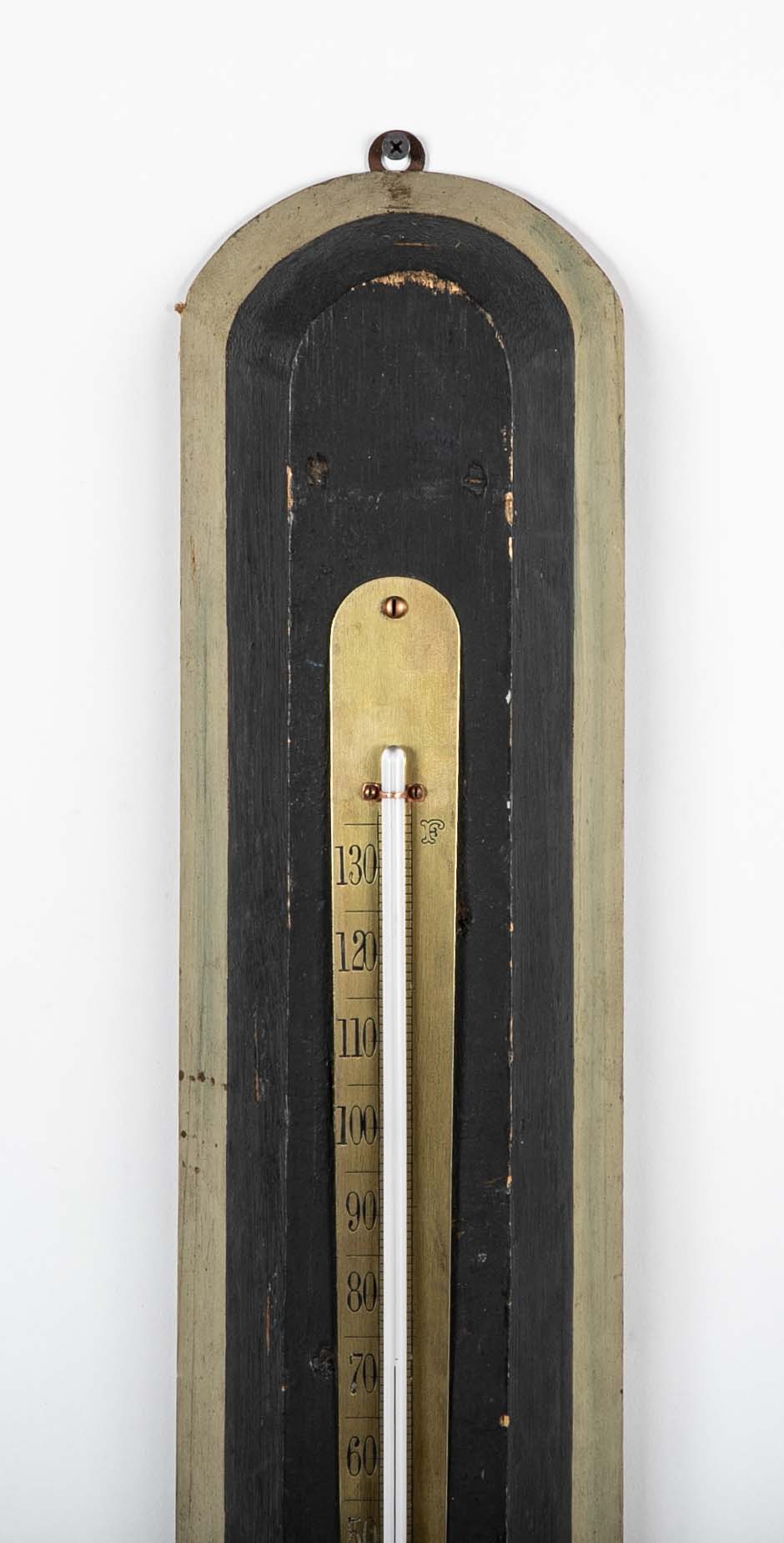 Carved Wood Painted Ship Hull with Thermometer