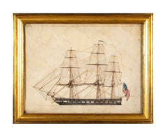 19th Century Black & White Sketch of US Navy Ship from Sally & William Gemmill Marine Collection