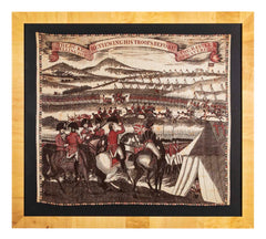 "The Duke of Wellington Reviewing the Troops Before the Battle of Waterloo" Rare Early 19th Century Printed Cotton