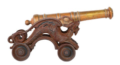 An 18th Century Bronze Cannon Barrel on 19th Century Dragon Shaped Base