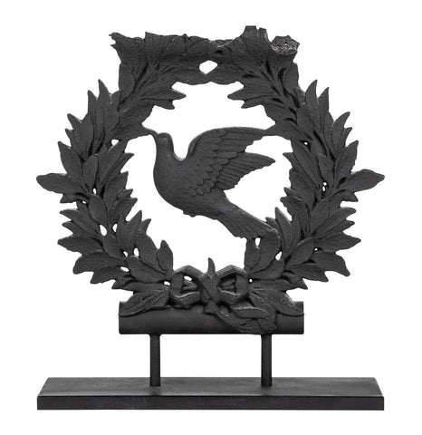 19th Century Cast Iron Dove in Wreath
