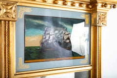 American Mirror with Eglomise Panel Showing War of 1812 Battle Between USS Wasp & HMS Frolic