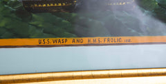 American Mirror with Eglomise Panel Showing War of 1812 Battle Between USS Wasp & HMS Frolic