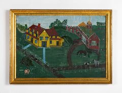 Mid 19th Century Berks County, PA Farm Scene Watercolor