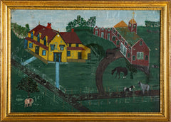 Mid 19th Century Berks County, PA Farm Scene Watercolor