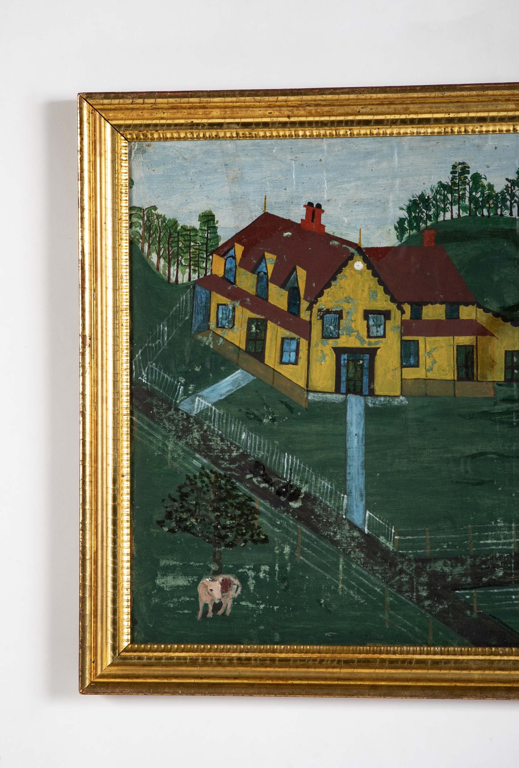 Mid 19th Century Berks County, PA Farm Scene Watercolor