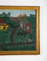 Mid 19th Century Berks County, PA Farm Scene Watercolor