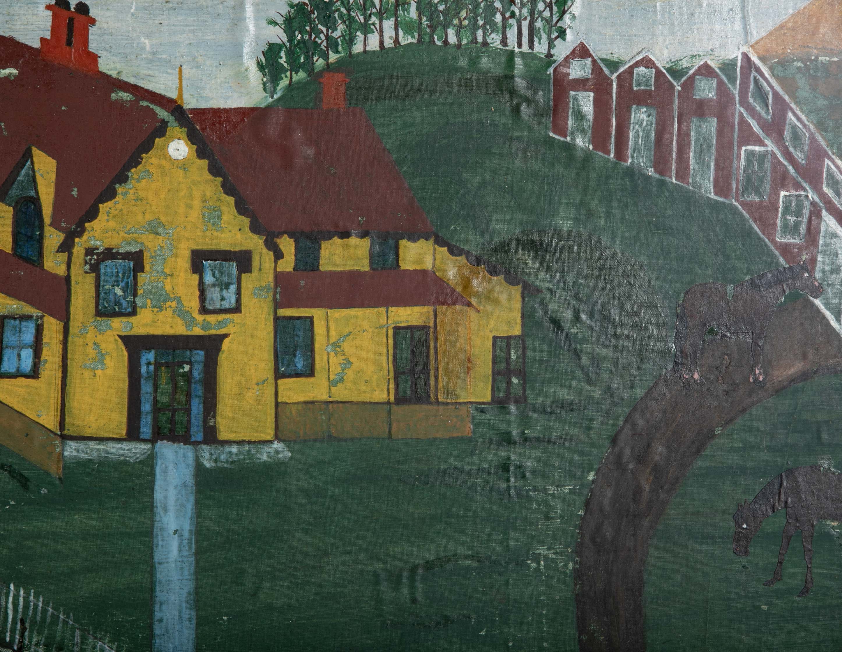 Mid 19th Century Berks County, PA Farm Scene Watercolor