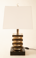 A Smoked Lucite and Silver-Plated French Lamp