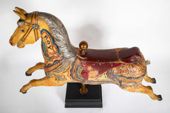 American Carved & Polychrome Wood Carousel Horse-“Roy” County Fair Style Circa 1890-1915 mounted on display stand.