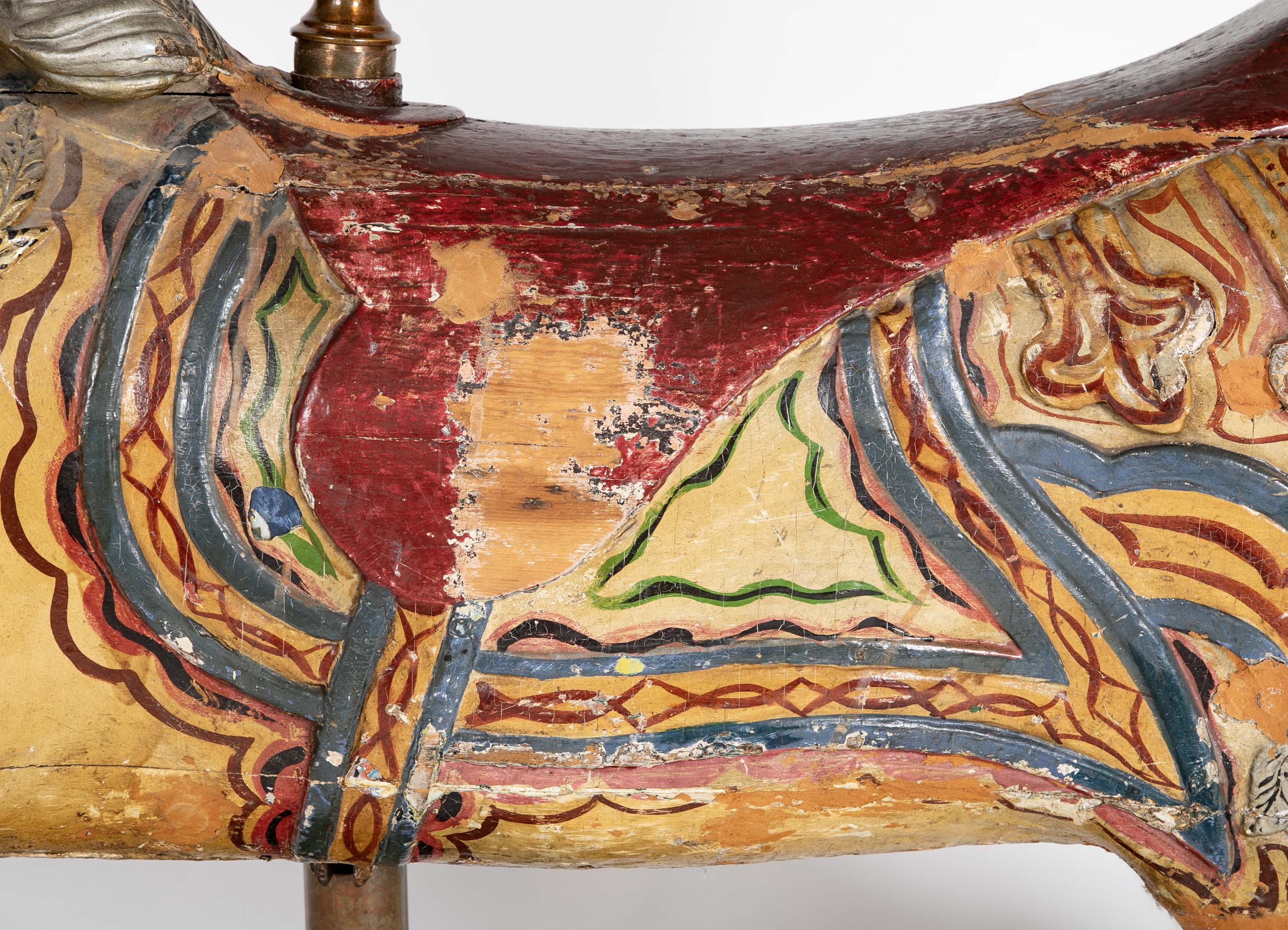 American Carved & Polychrome Wood Carousel Horse-“Roy” County Fair Style Circa 1890-1915 mounted on display stand.