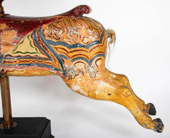 American Carved & Polychrome Wood Carousel Horse-“Roy” County Fair Style Circa 1890-1915 mounted on display stand.