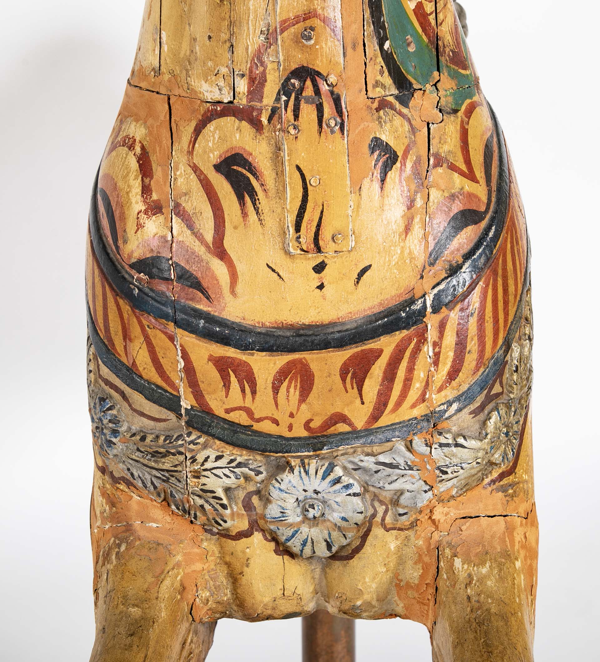 American Carved & Polychrome Wood Carousel Horse-“Roy” County Fair Style Circa 1890-1915 mounted on display stand.