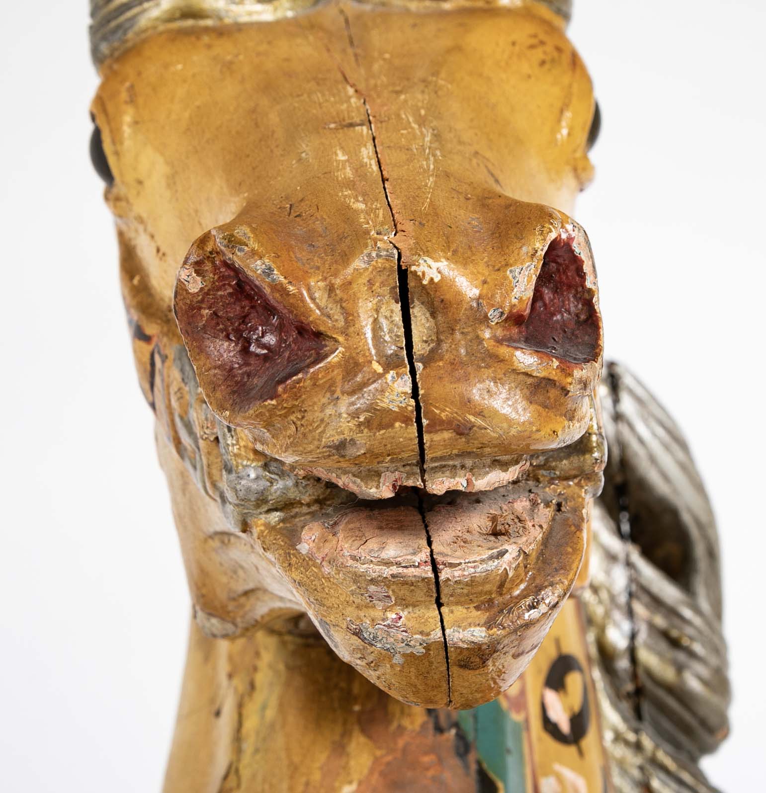 American Carved & Polychrome Wood Carousel Horse-“Roy” County Fair Style Circa 1890-1915 mounted on display stand.