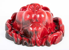 Pair of Red Painted Cast Iron Lion Head Wall Mounts