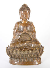 Signed Chinese Copper Sculpture of a Buddha