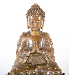 Signed Chinese Copper Sculpture of a Buddha