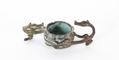 A Chinese Bronze Brush Pot in the Form of a Dragon