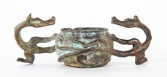 A Chinese Bronze Brush Pot in the Form of a Dragon