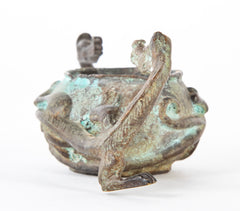 A Chinese Bronze Brush Pot in the Form of a Dragon