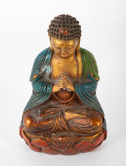 Mid 20th Century Colorful Chinese Bronze Buddha