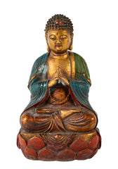 Mid 20th Century Colorful Chinese Bronze Buddha