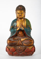 Mid 20th Century Colorful Chinese Bronze Buddha