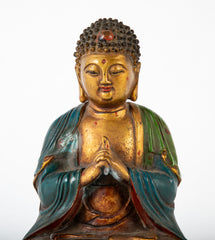 Mid 20th Century Colorful Chinese Bronze Buddha